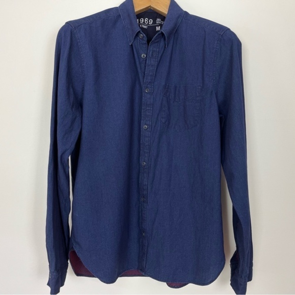 Gap Men’s Medium Buttoned Long Sleeve‎ Indigo Shirt - Picture 3 of 8
